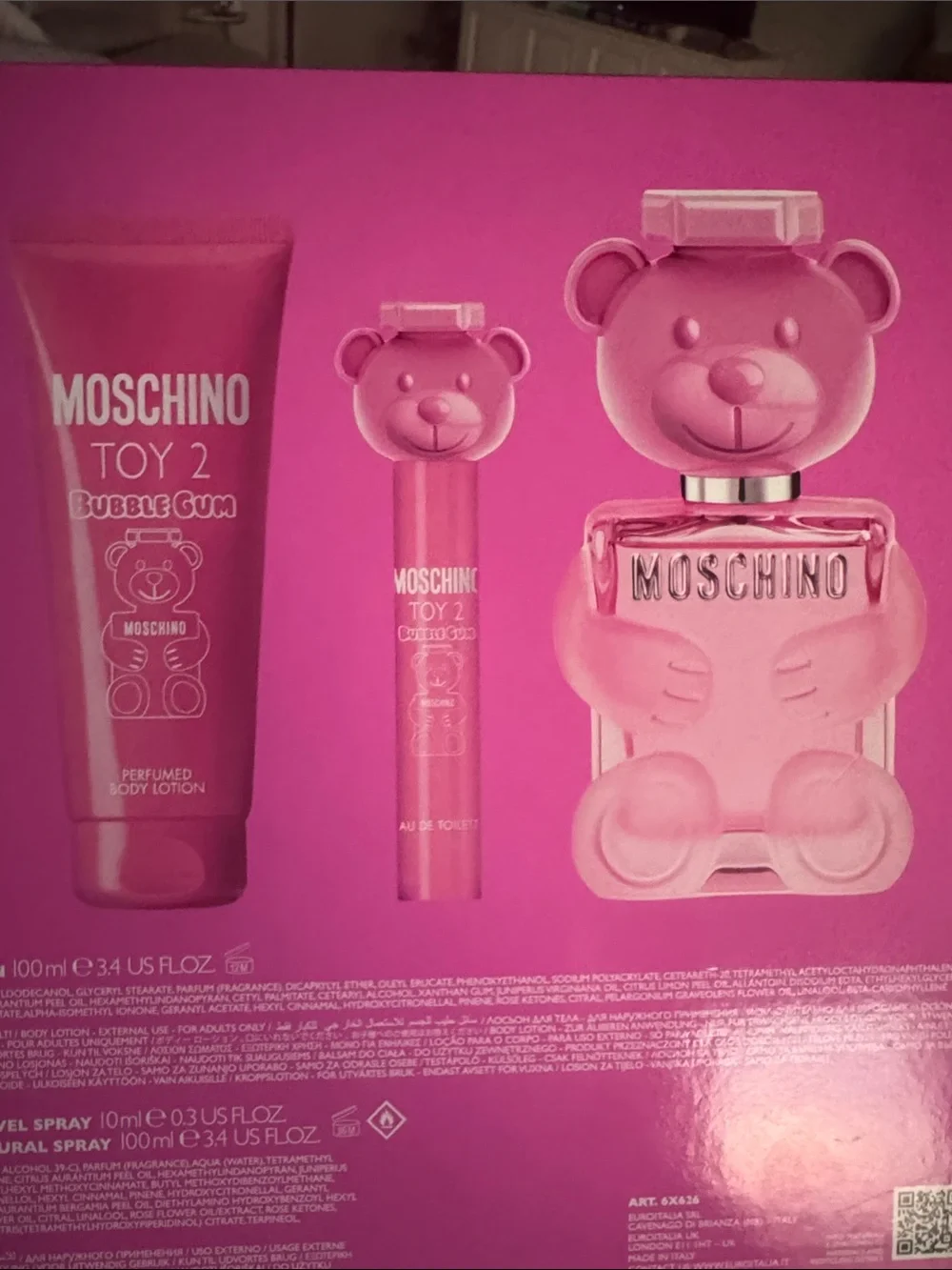 Moschino Pink Toy 2 Bubble Gum 3 Piece Gift Set New